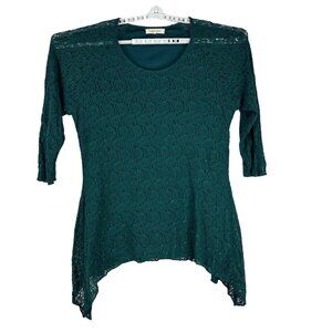 Indigo Soul Women's Lace Lined Blouse Size 2XL Plus Size Green